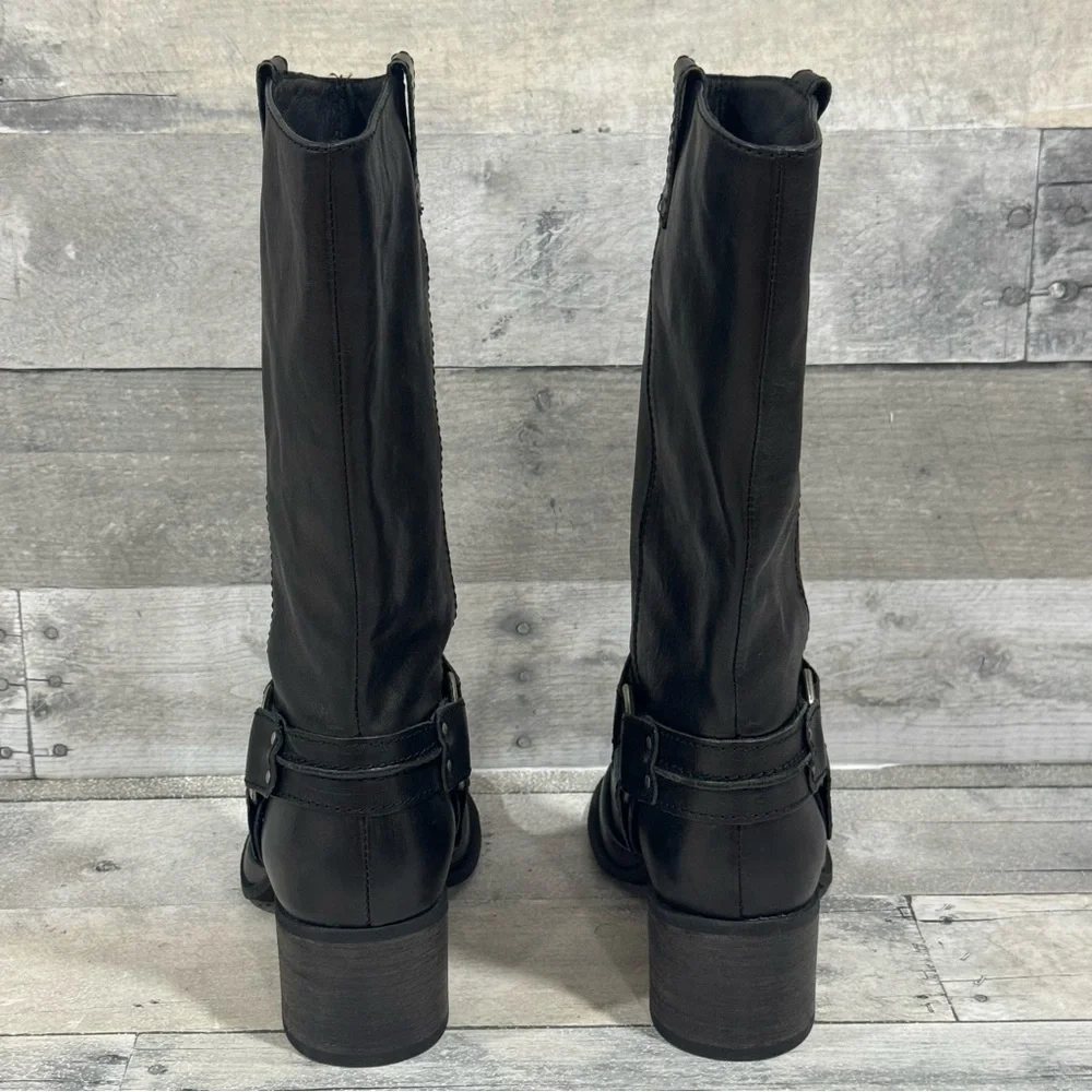 free people Anok Harness Moto Boots in Black Distressed Leather - Sz - 7 - Picture 5 of 13